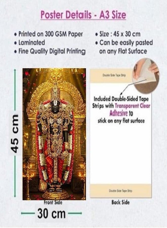 Fliptic Tirupati Balaji Poster For Wall | Lord Tirupati Poster For Home And Office With Self Adhesive (Unframed) (12 X 18 Inch), Multicolor (Design 94) - Image 4