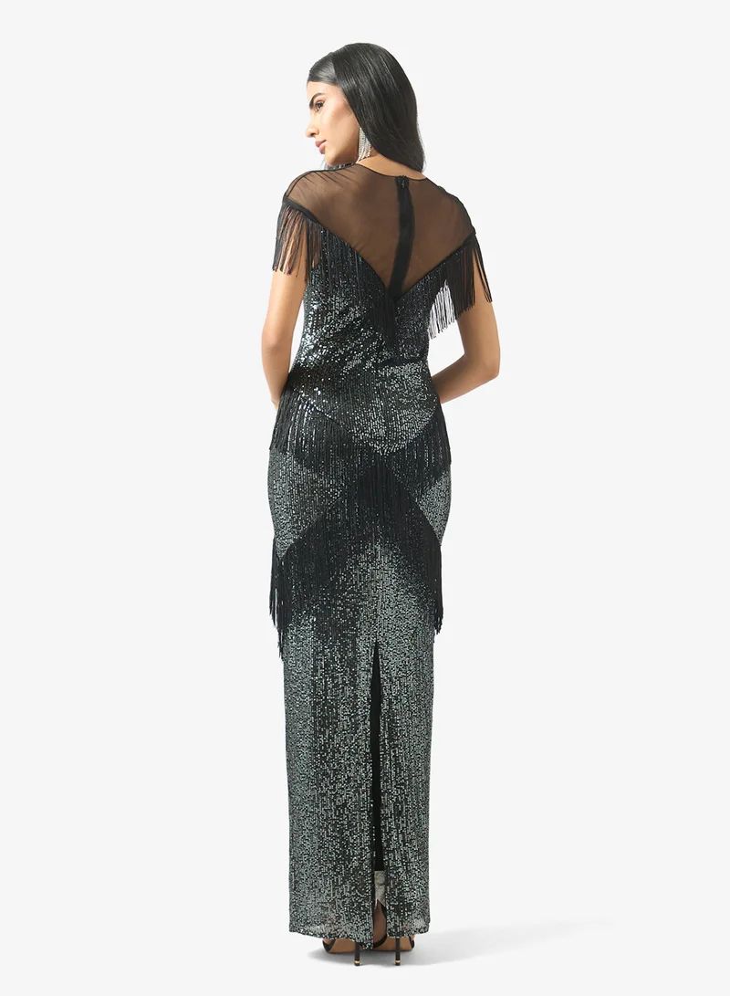 Akadia Fashion  sequin trim layers tuelle dress for Women | Best Price UAE