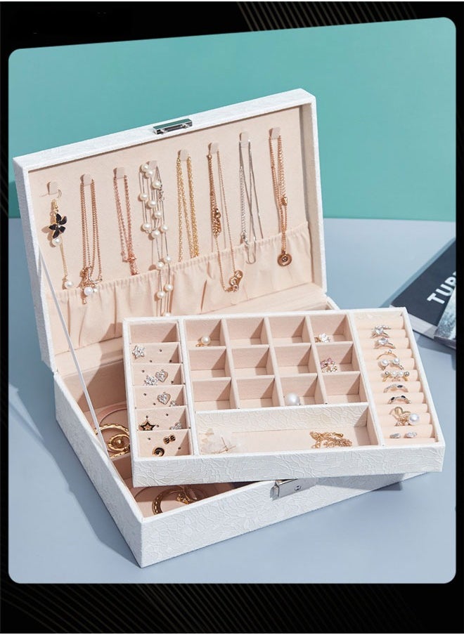 QiaoKai - Double-layer Large-capacity Waterproof Jewelry Storage Box for Women Earrings Ring Necklace - Image 1