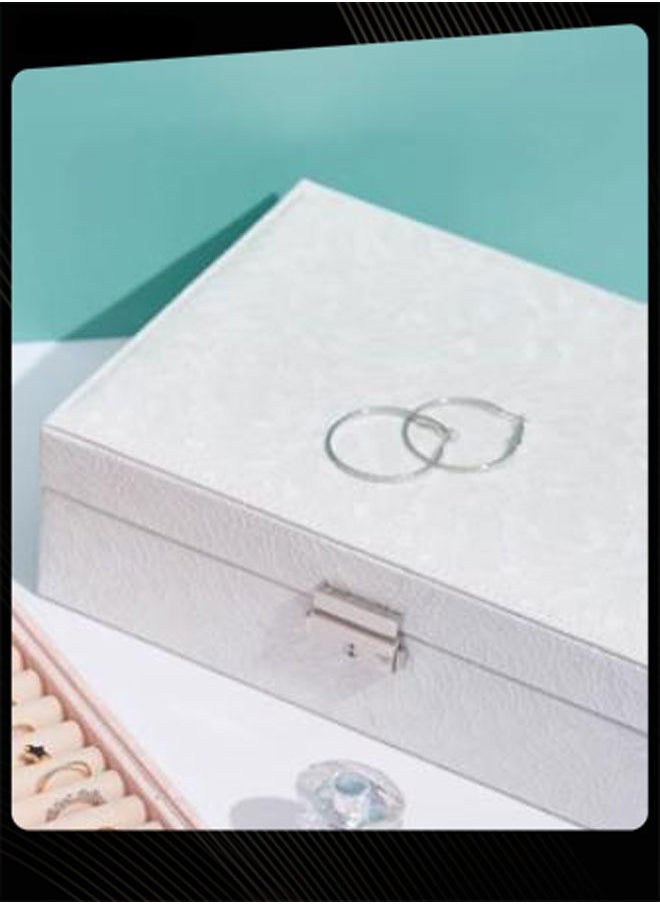 QiaoKai - Double-layer Large-capacity Waterproof Jewelry Storage Box for Women Earrings Ring Necklace - Image 1
