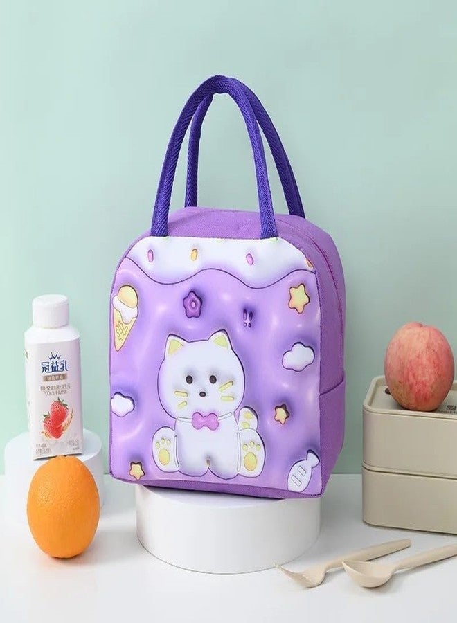 ABUDIT 3D Cartoon Printed Lunch Box Bag, Oxford Aluminum Foil Thermal Lunch Bags Insulation Waterproof Lunch Box for Women Girl Kids Children Picnic Bags Milk Bottle Bento Bag - Image 5