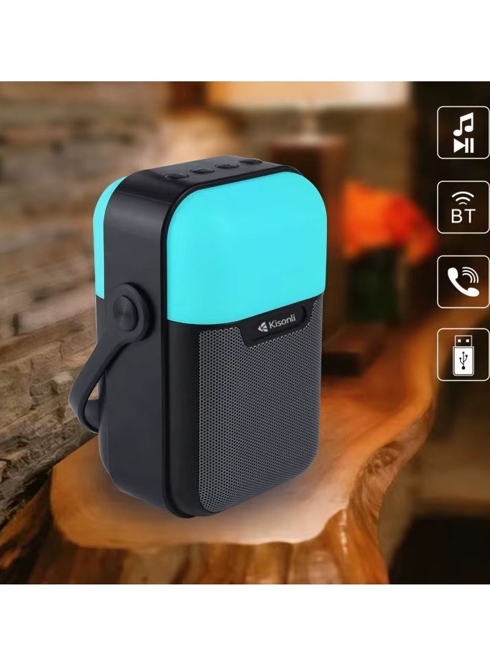 Kisonli - Kisonli Q7S Wireless Speaker, Bluetooth Speaker, Lightweight and Easy to Carry and Move, Equipped with RGB Lighting, Supports USB AUX RADIO FM TF Card, Strong and Clear Sound - Black - Image 1