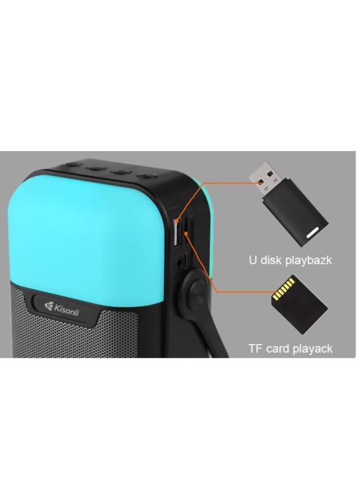 Kisonli - Kisonli Q7S Wireless Speaker, Bluetooth Speaker, Lightweight and Easy to Carry and Move, Equipped with RGB Lighting, Supports USB AUX RADIO FM TF Card, Strong and Clear Sound - Black - Image 1