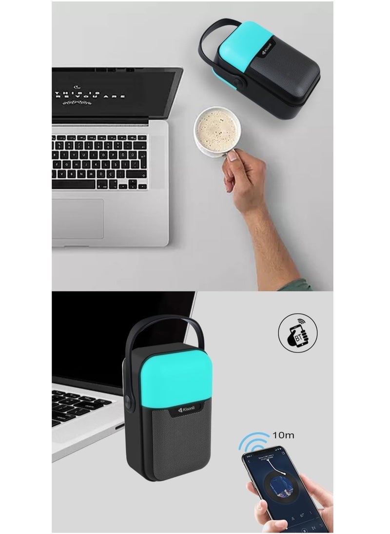 Kisonli - Kisonli Q7S Wireless Speaker, Bluetooth Speaker, Lightweight and Easy to Carry and Move, Equipped with RGB Lighting, Supports USB AUX RADIO FM TF Card, Strong and Clear Sound - Black - Image 1