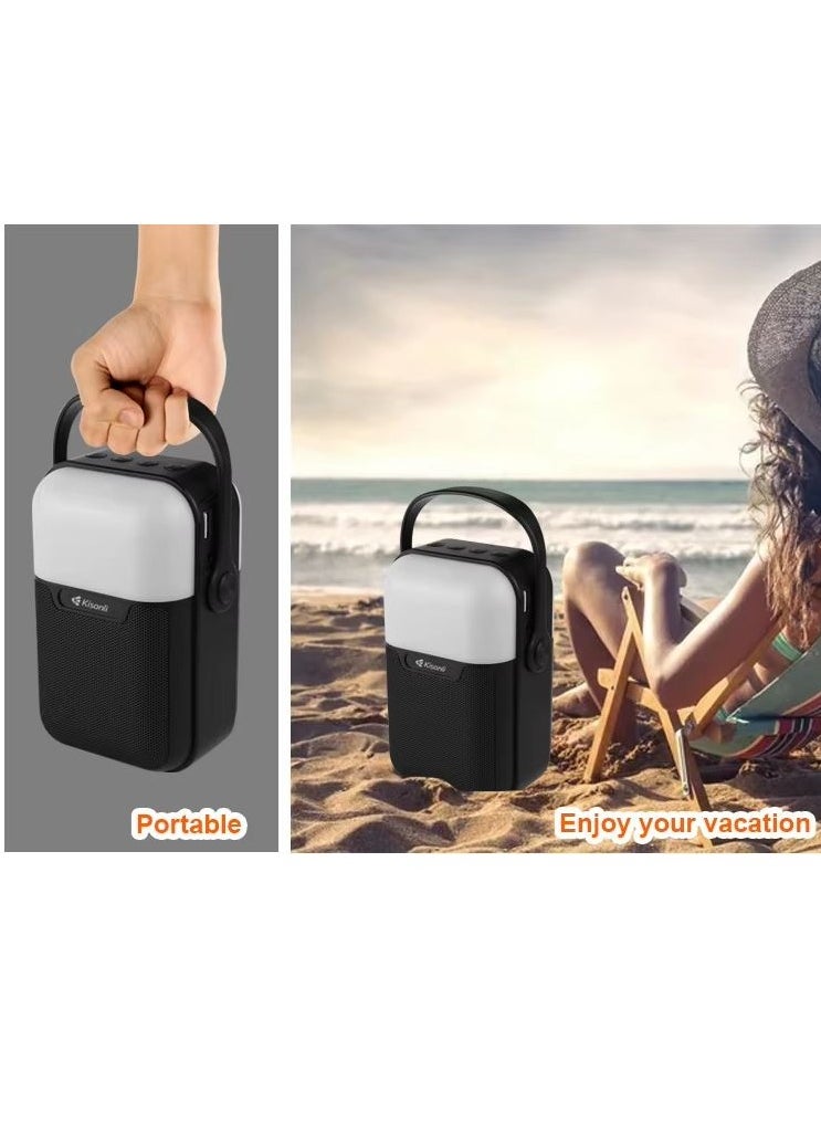 Kisonli - Kisonli Q7S Wireless Speaker, Bluetooth Speaker, Lightweight and Easy to Carry and Move, Equipped with RGB Lighting, Supports USB AUX RADIO FM TF Card, Strong and Clear Sound - Black - Image 1
