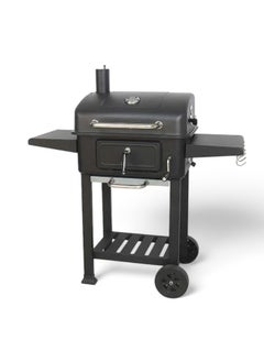Generic Heavy Duty Garden Barrel Trolley BBQ Grill Smoker with Side Table and Hanging Hooks, Large-Capacity Charcoal BBQ Drum Grill, Outdoor Meat Smoker with Thermometer and 2 Wheels for Easy Mobility  - Image 2