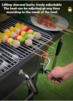 Generic Heavy Duty Garden Barrel Trolley BBQ Grill Smoker with Side Table and Hanging Hooks, Large-Capacity Charcoal BBQ Drum Grill, Outdoor Meat Smoker with Thermometer and 2 Wheels for Easy Mobility  - Image 4
