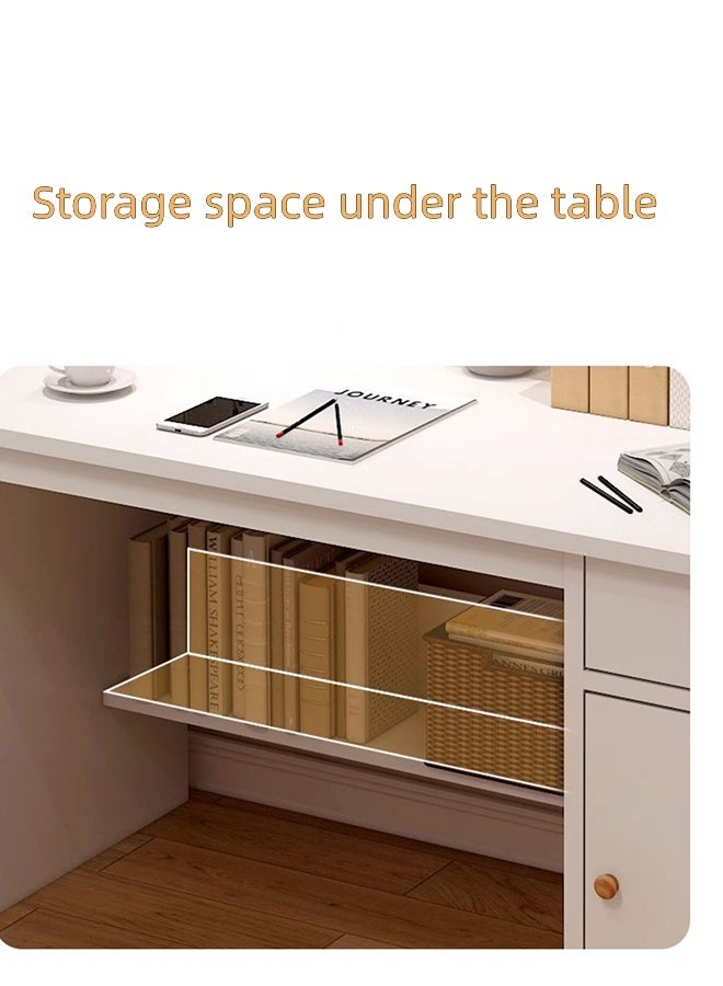 JCB CHIC Office Desk With 2 Large Drawers And Open Shelves Computer Table Study Working Table Gaming Desk With Storage Shelves Heavy Duty Desk（100×48×136CM） - Image 4