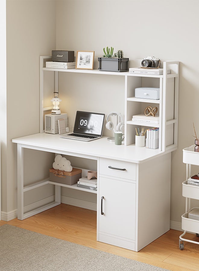 JCB CHIC Office Desk With 2 Large Drawers And Open Shelves Computer Table Study Working Table Gaming Desk With Storage Shelves Heavy Duty Desk（100×48×136CM） - Image 1