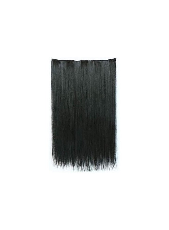 وصلة شعر صناعي  مستقيمة  طويلة بلون اسود شعر فايبر حراري