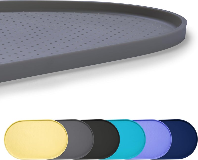 Yacee 100% Waterproof 0.5" Raised Edge BPA Free Silicone Dog Food Mat, Pet Cat Feeding Mats Contain Spills Protects Floors, Placemats for Cats and Dogs Water Bowl Dishwasher. (Small, Gray) - Image 1