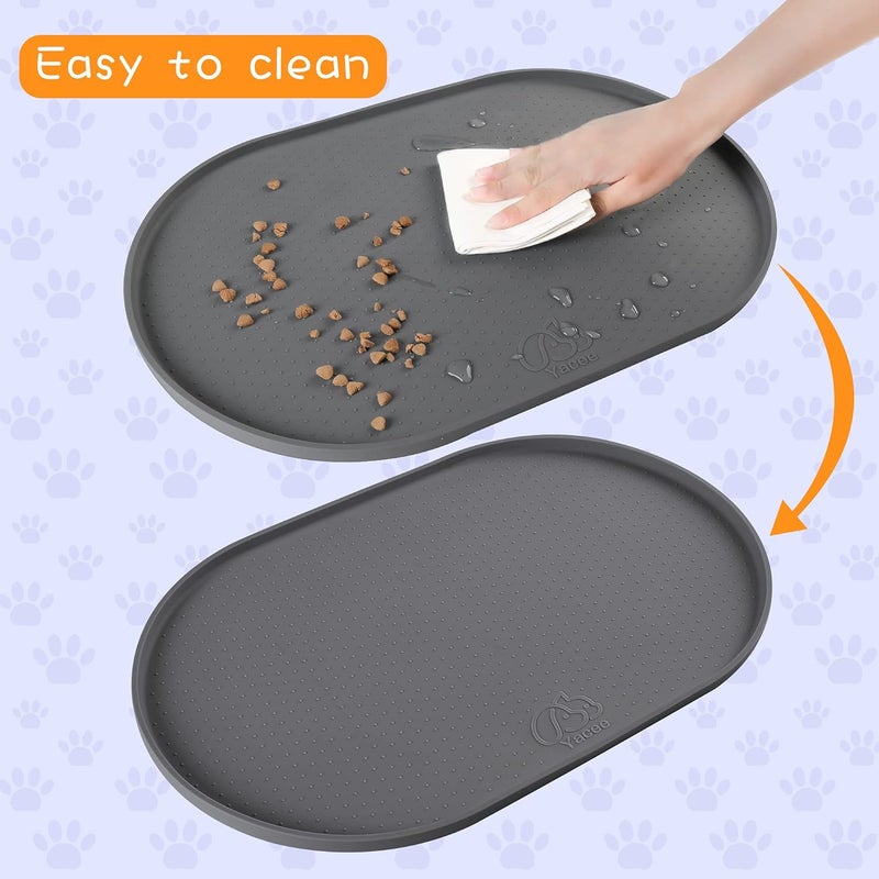 Yacee 100% Waterproof 0.5" Raised Edge BPA Free Silicone Dog Food Mat, Pet Cat Feeding Mats Contain Spills Protects Floors, Placemats for Cats and Dogs Water Bowl Dishwasher. (Small, Gray) - Image 4