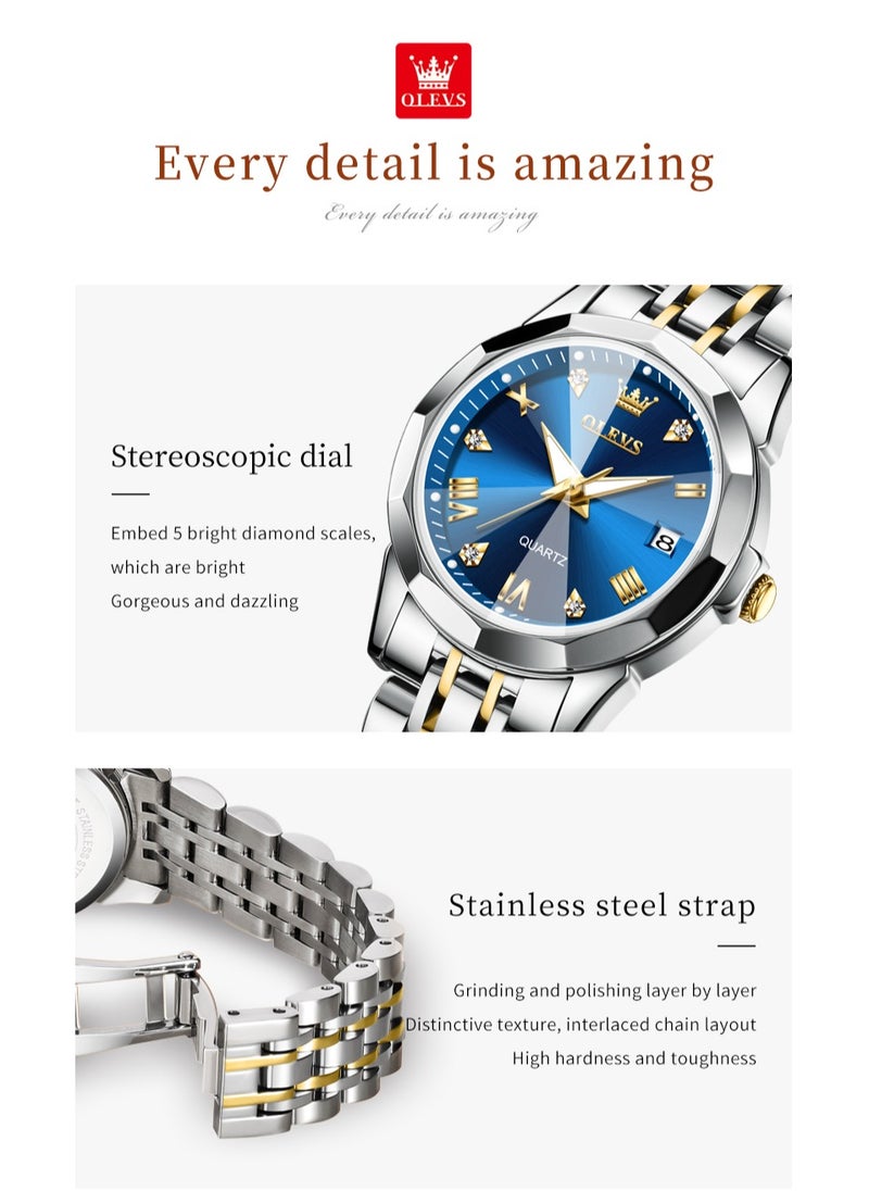 OLEVS - Watches for Women Stylish Stainless Steel Water Resistant Quartz Analog Watch 27mm 9931 Silver - Image 1