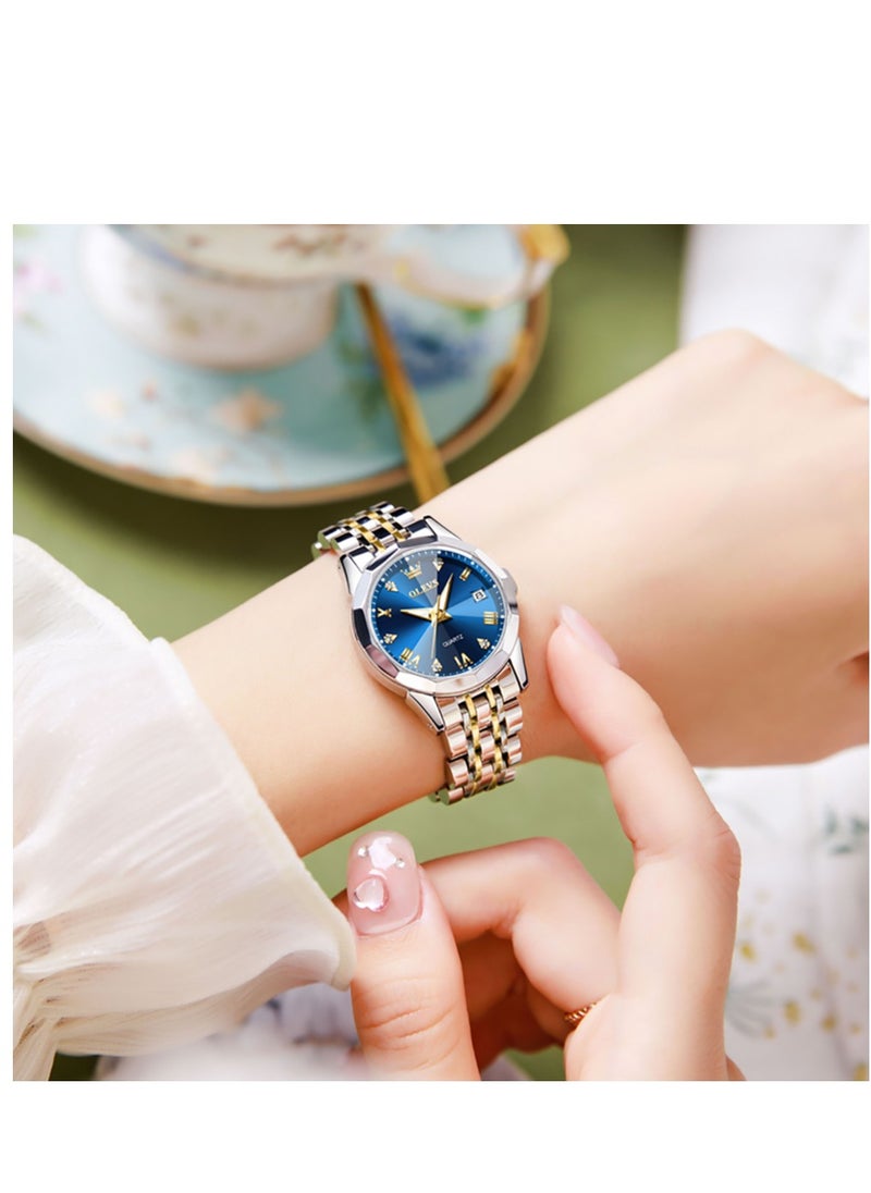 OLEVS - Watches for Women Stylish Stainless Steel Water Resistant Quartz Analog Watch 27mm 9931 Silver - Image 1