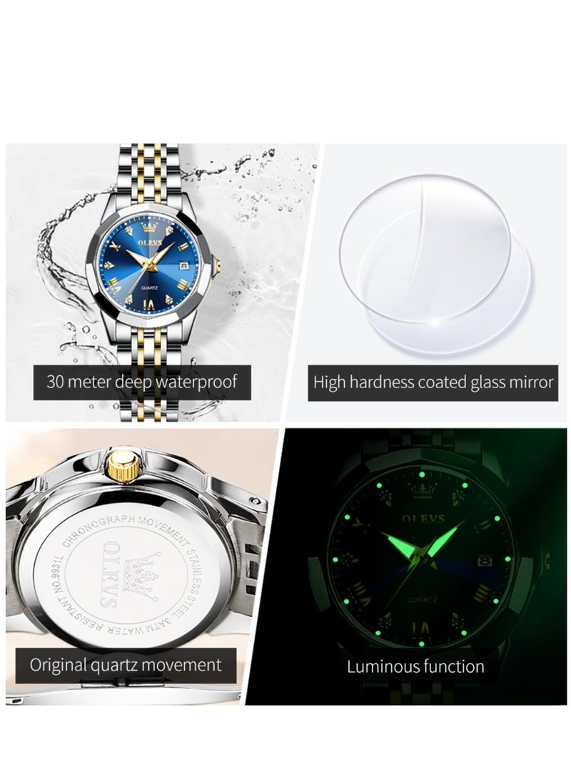 OLEVS - Watches for Women Stylish Stainless Steel Water Resistant Quartz Analog Watch 27mm 9931 Silver - Image 1