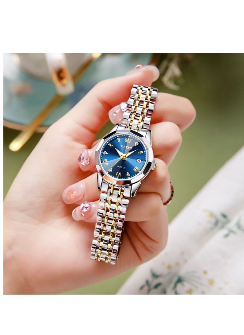OLEVS - Watches for Women Stylish Stainless Steel Water Resistant Quartz Analog Watch 27mm 9931 Silver - Image 1