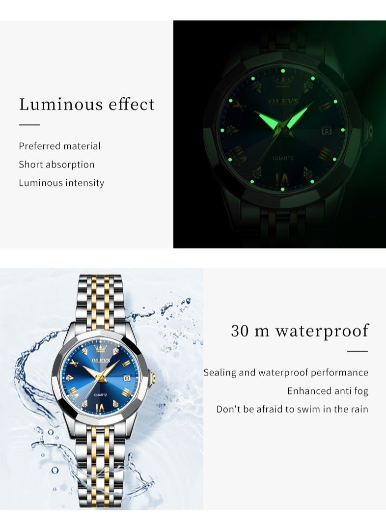OLEVS - Watches for Women Stylish Stainless Steel Water Resistant Quartz Analog Watch 27mm 9931 Silver - Image 1