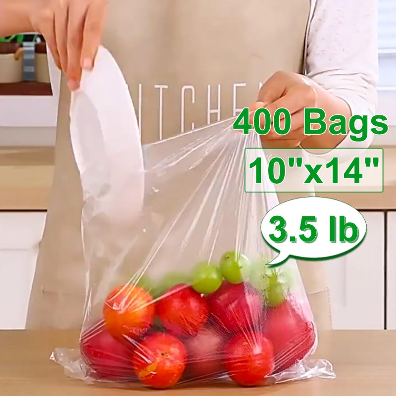 Tapsin 10" x 14" Produce Bags Roll, Fresh-Keeping Plastic Bag for Food, Fruit, Vegetable, Bread, Kitchen, freezer, Supermarket, 1 Roll 400 Plastic Produce Bags - Image 2