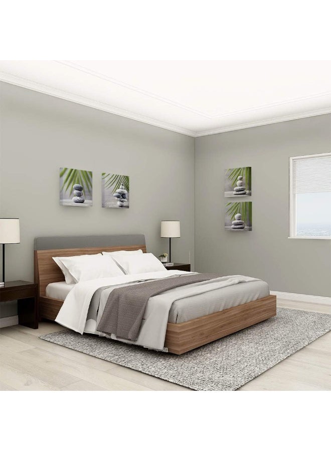 SUMGAR Bathroom Wall Art Grey Framed Pictures Green Leaf Pebble Canvas Prints Set of 4 Zen Artwork Plant Paintings for Living Room Bedroom Kitchen Office Hallway 30x30 cm Modern Home Decor - Image 3