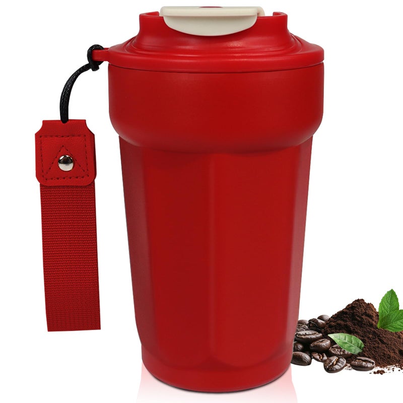 DITOSH Insulated Coffee Tumbler 15.2oz 450ml Travel Coffee Mug 316 Stainless Steel Direct Drink Opening Leakproof Lid Reusable Insulated Coffee Mug Hot and Cold Ideal Travel Mug for Coffee Lover - Image 1