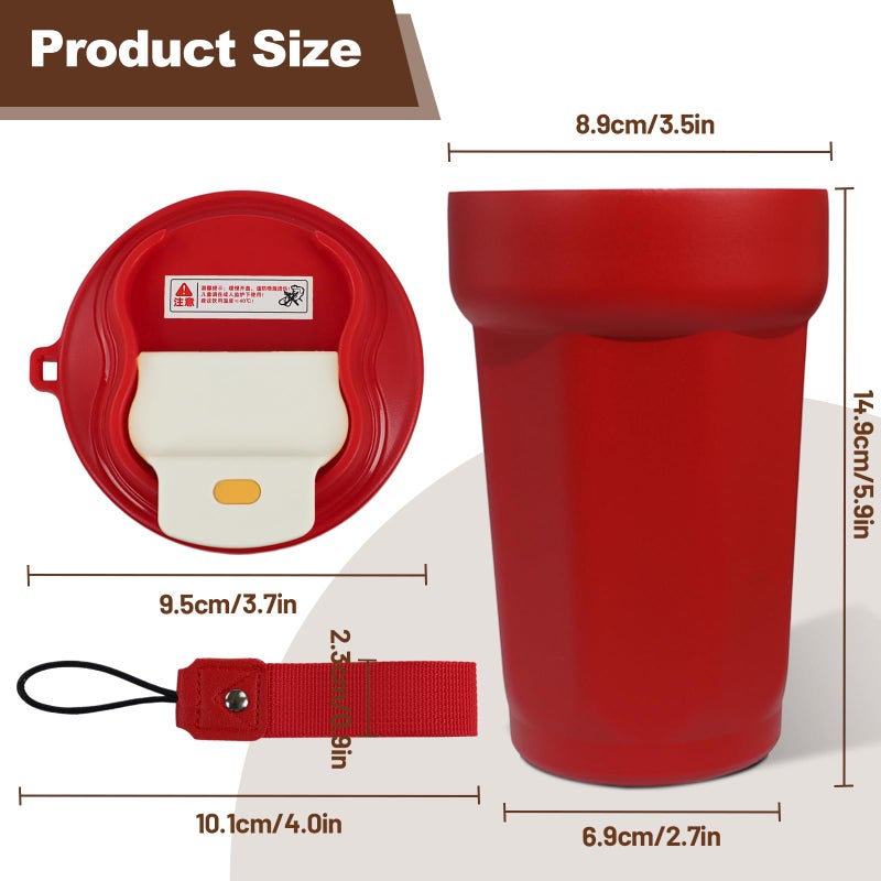 DITOSH Insulated Coffee Tumbler 15.2oz 450ml Travel Coffee Mug 316 Stainless Steel Direct Drink Opening Leakproof Lid Reusable Insulated Coffee Mug Hot and Cold Ideal Travel Mug for Coffee Lover - Image 2