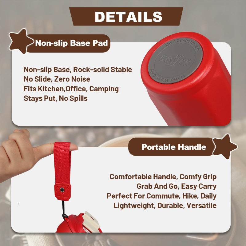 DITOSH Insulated Coffee Tumbler 15.2oz 450ml Travel Coffee Mug 316 Stainless Steel Direct Drink Opening Leakproof Lid Reusable Insulated Coffee Mug Hot and Cold Ideal Travel Mug for Coffee Lover - Image 5