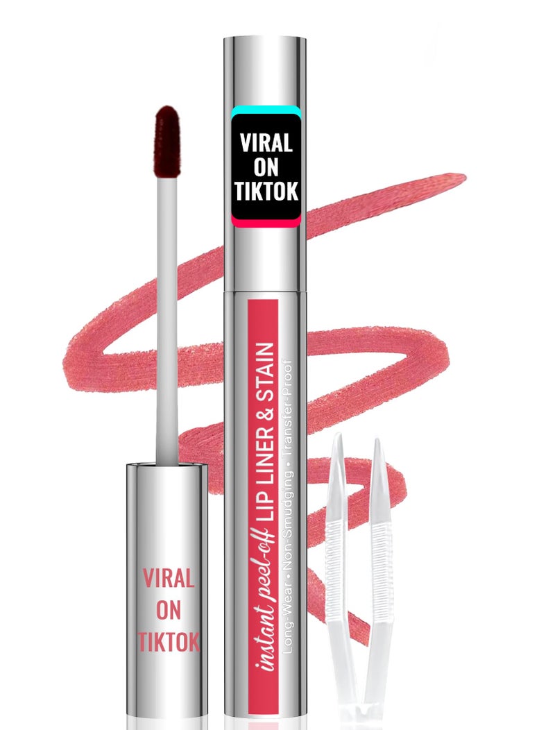iMethod Lip Stain - Lip Liner Stain, Peel Off Lip Stain with Tweezer, Natural Long Lasting Lip Stain Peel Off, Waterproof, Easy to Use, Stay On All Day, Nude Pink - Image 1