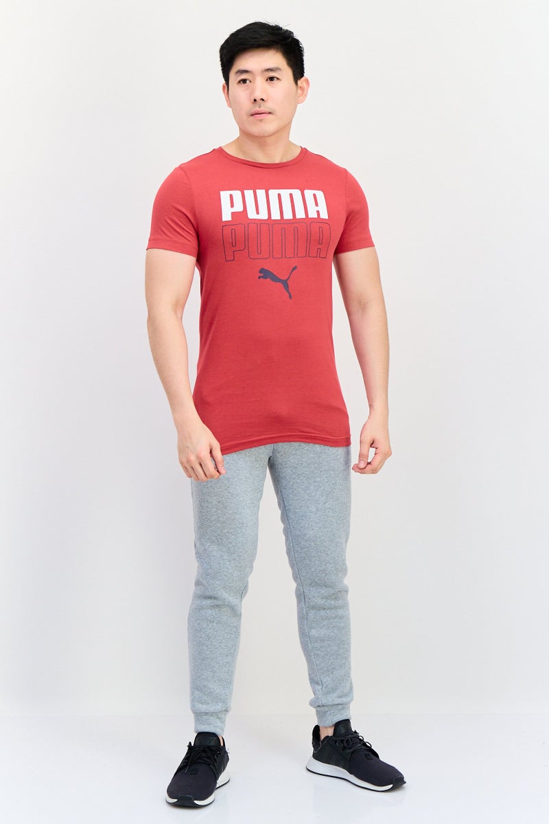 PUMA تي شيرت رياضي للرجال بشعار العلامة التجارية في الهواء الطلق، أحمر - Image 2
