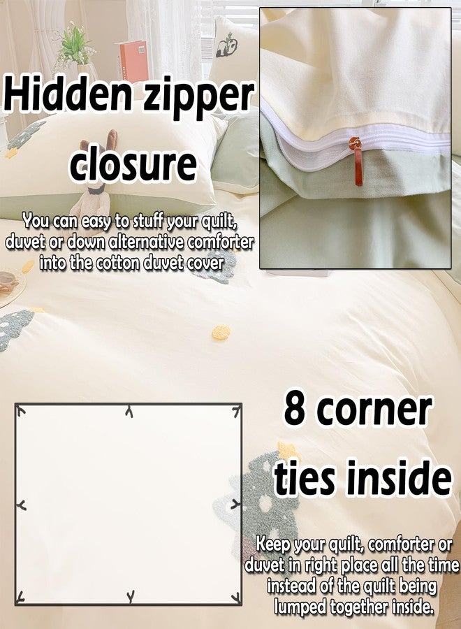 MorroMorn Twin Duvet Cover Cotton, 3D Embroidery Twin Bedding Sets, Green Chenille Embroidered Comforter Covers Soft Breathable Sweat-Absorb for Girls Boys Kids Teen (Christmas Tree, Twin/Twin XL) - Image 4