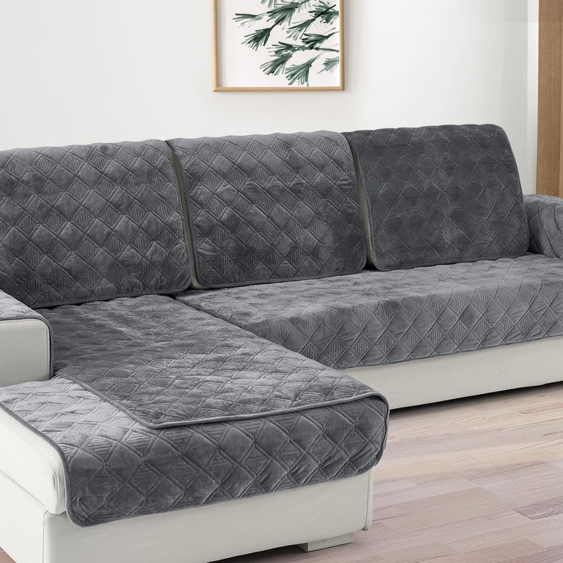 Deep Dream Sectional Couch Cover Couch Cover 1 Piece Armrest Covers Backrest Covers AntiSlip Armrest Cover for Dogs Cats Recliner Loveseat Sofa L Shaped 28 x 28 Inch Dark Grey 1 Piece