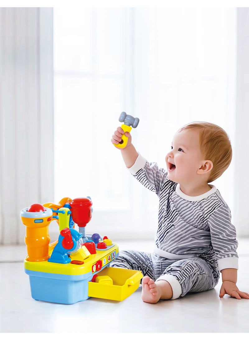 هولا Hola 9-in-1 Multifunctional Workbench for Toddlers 12+ Months | Kids Electronic Tool Bench with Electric Drill, Lights & Sounds | STEM Pretend Play Toy - Image 2