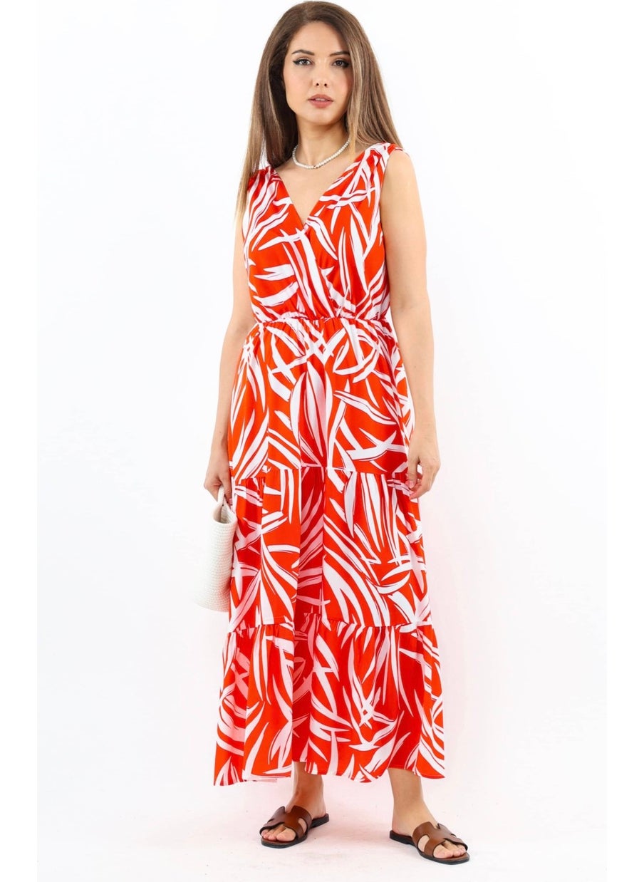 Ritnice - Women's Santorini Coral Viscose Dress with Elastic Waist - Image 1
