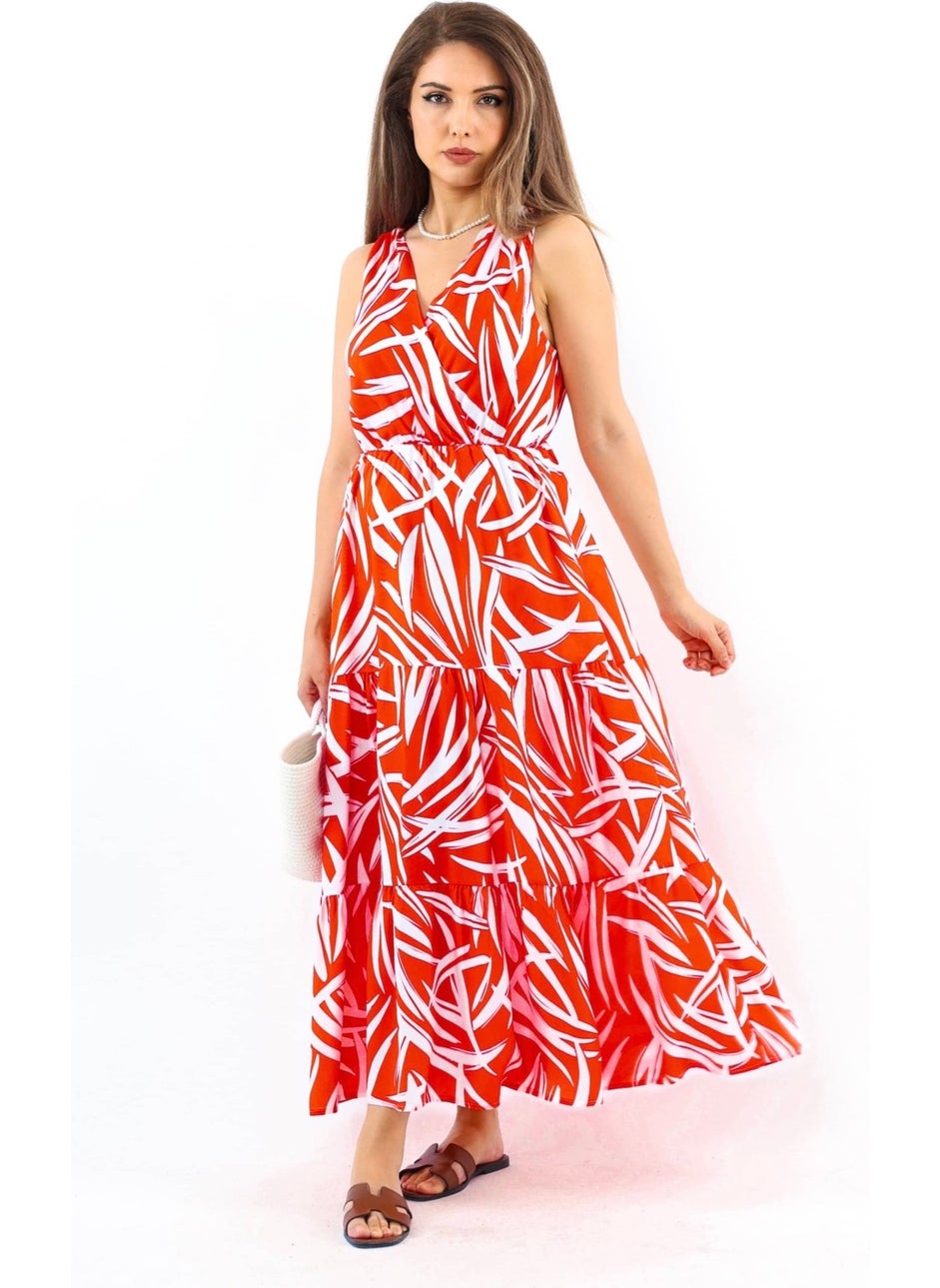 Ritnice - Women's Santorini Coral Viscose Dress with Elastic Waist - Image 1