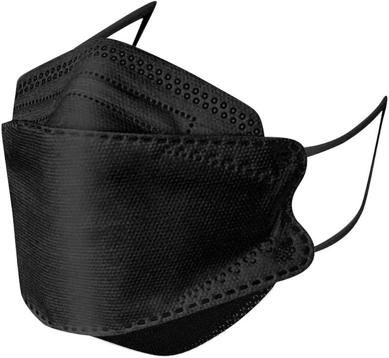 woobles Pack of 50/100 KF94_Face_Mask for Adult, Black Fish Mask, 4-Ply Non-Woven Fabric Breathable Dust Face_Mask for Men Women - Image 1