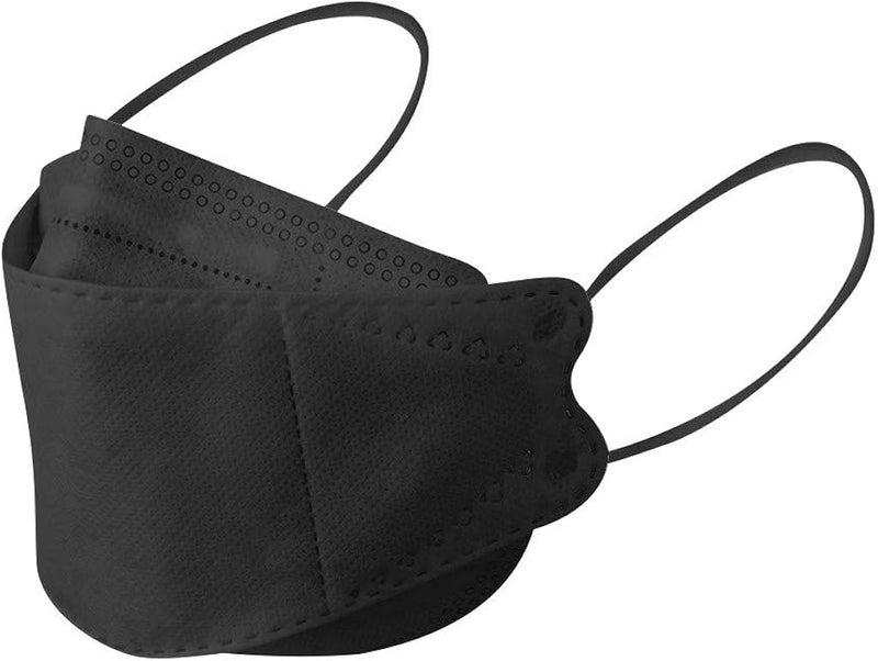 woobles Pack of 50/100 KF94_Face_Mask for Adult, Black Fish Mask, 4-Ply Non-Woven Fabric Breathable Dust Face_Mask for Men Women - Image 4