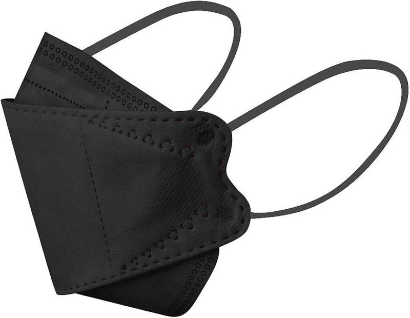 woobles Pack of 50/100 KF94_Face_Mask for Adult, Black Fish Mask, 4-Ply Non-Woven Fabric Breathable Dust Face_Mask for Men Women - Image 3