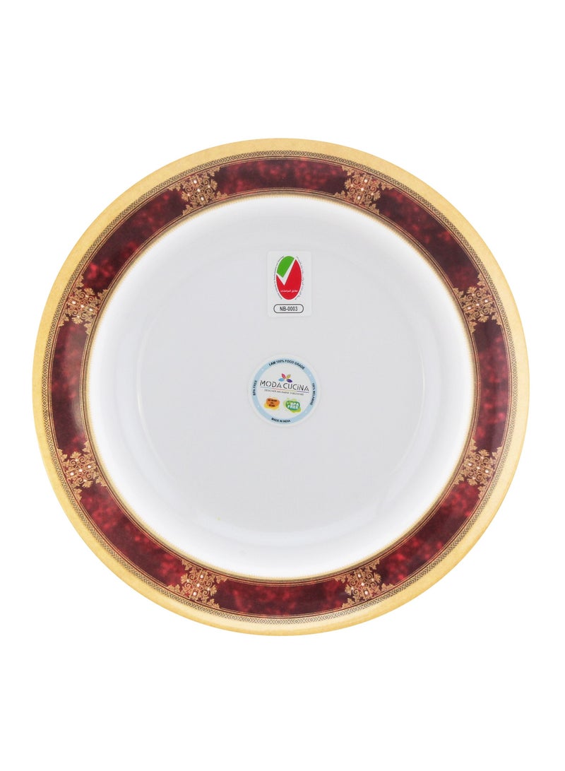 MODA CUCINA طبق عشاء دائري من الميلامين باللون الأحمر العرقي 28 سم