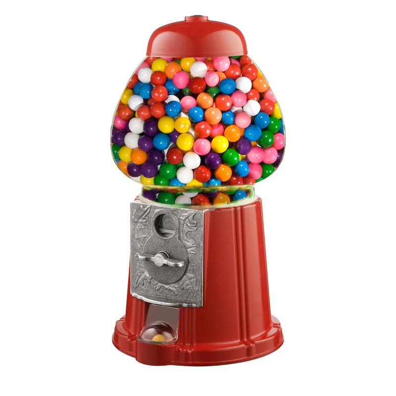 Great Northern Popcorn Company Vintage Gumball Machine - 11-Inch Retro-Style, Coin-Operated Cast Metal Vending Machine with Glass Globe and Free Spin by Great Northern Popcorn (Red) - Image 1