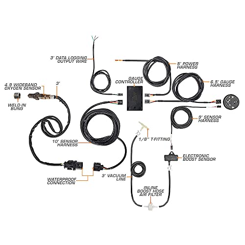GLOWSHIFT مجموعة عدادات غلو شيفت الرقمية المزدوجة للضغط/الفراغ ونسبة الهواء/الوقود - 10 ألوان - تشمل حساسات إلكترونية - شاشتان LED متعددة الألوان - عدسة ملونة - 2-1/16" (52 مم) - Image 2