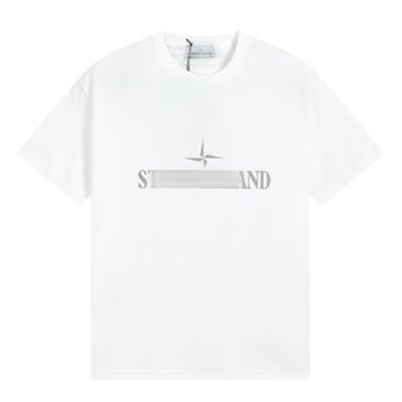 Cross-border STOD trendy brand original small stone embroidered logo short-sleeved T-shirt logo printed loose round-neck couple base shirt - Image 2