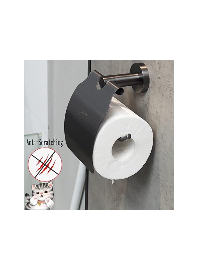 fashionhome Fashion Home Toilet Roll Holder with Cover Gun Gray Toilet Paper HoldeToilet Tissue Roll Dispenser Wall Mounted with Lid For Bathroom - Image 4