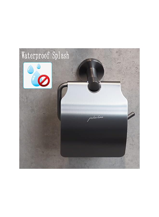 fashionhome Fashion Home Toilet Roll Holder with Cover Gun Gray Toilet Paper HoldeToilet Tissue Roll Dispenser Wall Mounted with Lid For Bathroom - Image 3