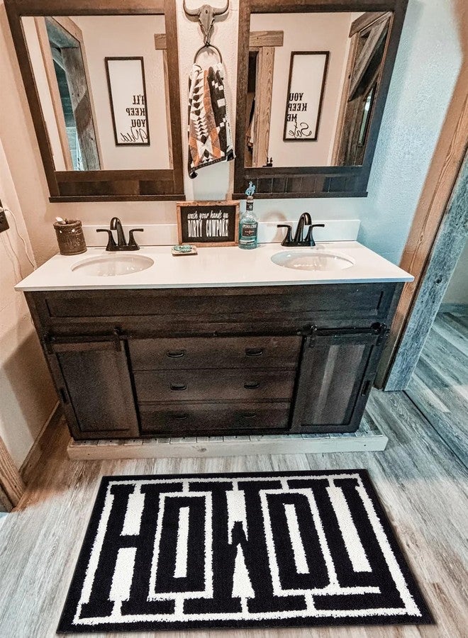 RoomTalks Washable Howdy Rug Indoor Doormat, Cowboy Country Rustic Southwestern Bathroom Rugs Non Slip Bath Mat, Wild West Rodeo Texas Throw Rugs 2x3 Small Area Rug for for Bedroom Bathroom Kitchen - Image 2