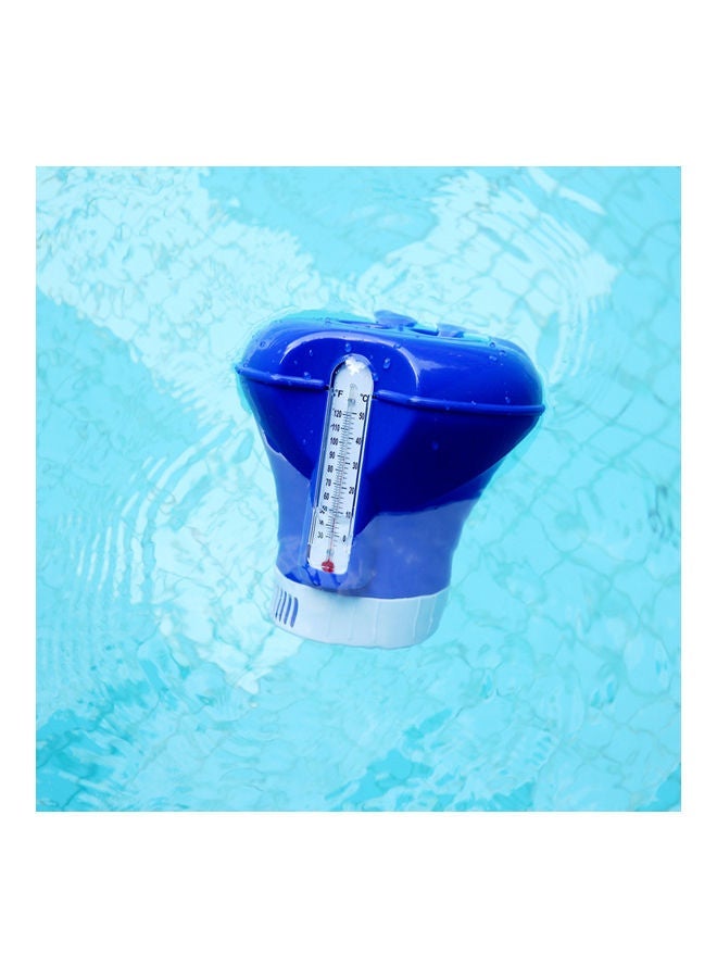 NIBEMINENT Pool Spa Chlorine Tablet Dispenser Floater with Built-in Thermometer Blue/White  - Image 4