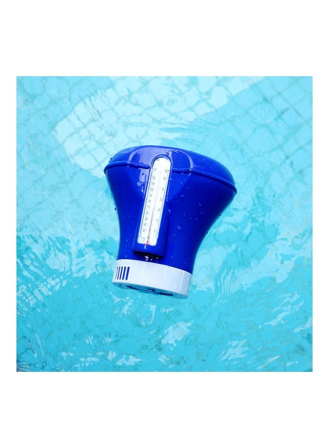 NIBEMINENT Pool Spa Chlorine Tablet Dispenser Floater with Built-in Thermometer Blue/White  - Image 2