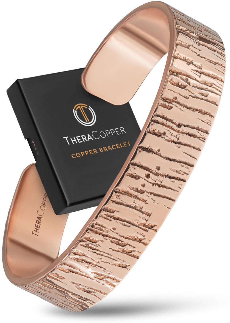 TheraCopper Copper Bracelet for Men & Women â€” 100% Pure Copper Bracelets â€” Raw, Solid & Uncoated Authentic Handmade Tibetan Bracelet Cuff Bangles (Timber) - Image 1