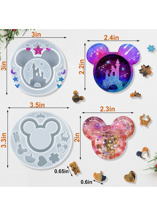 PalkSky 2 Pcs Resin Molds For Cute Mouse Head Silicone Castle Bow Shaped Epoxy Casting Mold Christmas Resin Molds For Diy Keychain Hanging Pendant Jewelry Decorations  - Image 2