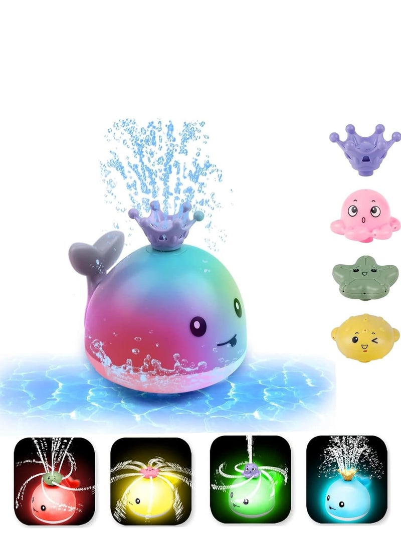 رايتشر ألعاب حمام الأطفال، ألعاب مائية للأطفال، أخطبوط مع ضوء، ألعاب حمام، ألعاب رش حمام السباحة مع العديد من الملحقات الزخرفية، مناسبة للأطفال الصغار الأولاد والبنات، ألعاب أطفال رش أوتوماتيكية - Image 1