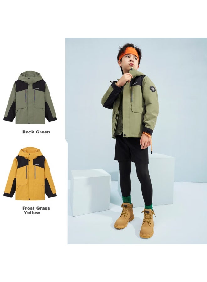 TOREAD Toread Flagship Children's 3-in-1 Windbreaker Jacket For Boys And Girls, Autumn/winter Warm Outerwear, Rock Green, Size 150 - Image 2