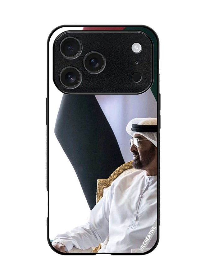 غطاء حماية لجهاز آبل آيفون 17 برو بتصميم الشيخ محمد بن زايد آل نهيان متعدد الألوان